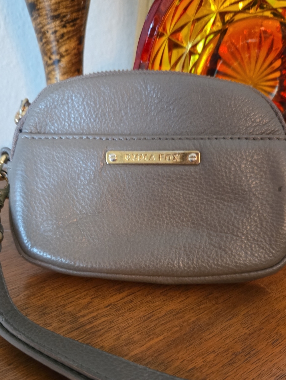 Emma FOX Taupe Leather Wristlet Bag